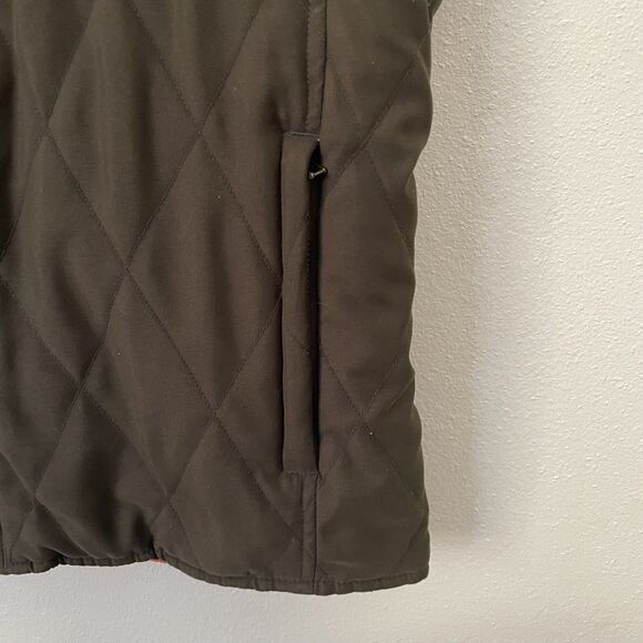 LRL Ralph Lauren Reversible Puffer Vest Womens S Orange Olive Quilted Full Zip - Picture 7 of 16